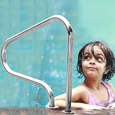 Imagem de Corrimão de piscina de 3 dobras corrimãos de escada de aço inoxidável 304 cabo humanizado corrimãos de spa fáceis de instalar (espessura: 1,5 mm) ()