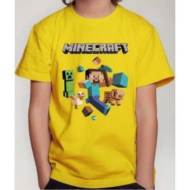 Imagem de Camiseta Camisa Juvenil Infantil Menina Menino Gamer Blocos Mine Roupa