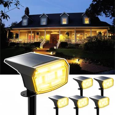 Imagem de Holofotes solares HIBOITEC 59LED impermeáveis, pacote com 6 unidades, 