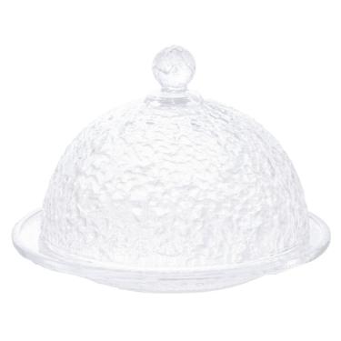 Imagem de Queijeira de Cristal Martelado C/Tampa Petra Transparente 19,5x13cm Lyor