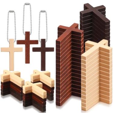 Imagem de Bucherry Pingente de cruz de madeira, 300 peças, pingente de cruz de madeira, enfeite para pendurar para homens, mulheres, faça você mesmo, colar, pulseira, brinco, joias, artesanato, acessórios