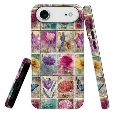 Imagem de heindiy Compatível com iPhone 17 Air, capa brilhante, proteção total, à prova de choque, anti-arranhões, capa de TPU, capas para homens e mulheres - carimbos postais vintage