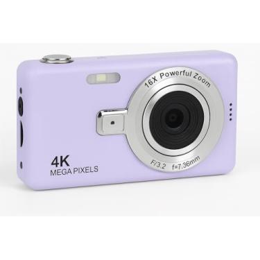 Imagem de Câmera Digital 4K HD Portátil 50MP com Zoom 16x e Tela 2.4” | Foco Automático, Anti-Vibração e Flash Integrado | Câmera Compacta para Fotos, Vídeos, Vlogs e Viagens (Roxo)