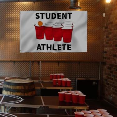 Imagem de Bandeira de atleta de estudante Fly in Breeze - Cor vívida e à prova de desbotamento - Cabeçalho de lona e costura dupla - Bandeiras de dormitório divertidas para faculdade de poliéster com ilhós de
