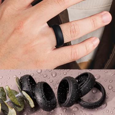 Imagem de Aliança de casamento de silicone masculina mulher preta flexível borracha academia plástico temporário 9/10/11/12 - presentes de aniversário de Natal para mulheres e homens joias, Silicone, Sem pedra