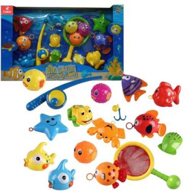 Imagem de Brinquedo Jogo de Pesca Infantil com Rede e Peixinhos - Castela - CAST