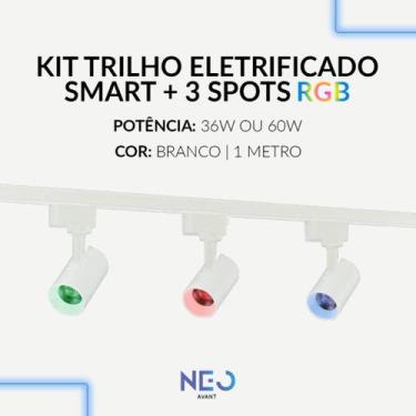 Imagem de Kit 3 Spot Led Trilho Smart Inteligente 1 Metro 36w ou 60w RGB 110v 22