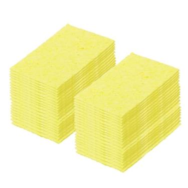 Imagem de 40 peças de esponja de solda 50 x 35 mm retangular almofada de limpeza amarela ponta de soldagem substituição de ferro para limpeza ferro de solda 1 mm espessura natural 6 mm espessura absorção de