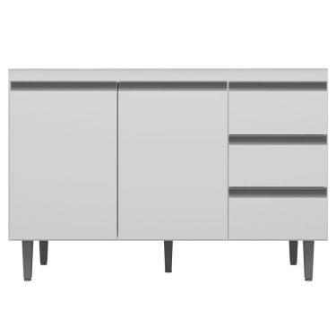 Imagem de Balcão Gabinete De Pia 120Cm 2 Portas 3 Gavetas Branco