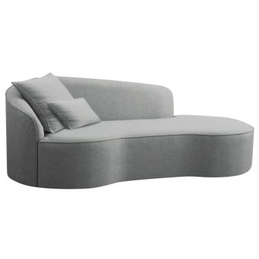 Imagem de Divã Recamier Curvo Sala De Estar Recepção Inglaterra 150cm Lado Direito Bouclé Adj Decor Cinza