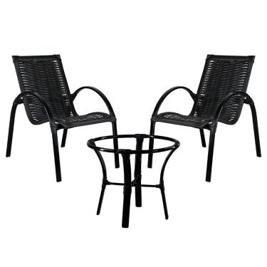 Imagem de Conjunto 2 Cadeiras Em Alumínio E Mesa De Centro Preto
