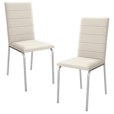 Imagem de Kit 2 Cadeiras Cromada Sala Jantar 2C091CR Corino Kappesberg Nude