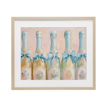 Imagem de Stupell Industries Garrafas de champanhe azul pastel impressão em moldura preta sob vidro, design por Petal Prints Design, 17 x 21