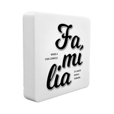 Imagem de Luminária Box Slim Família, Luz LED USB, Decorativa, Branca, com Texto Inspirador