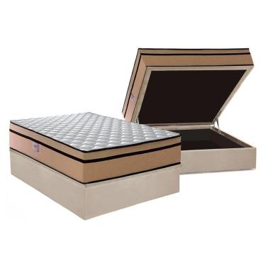 Imagem de Cama Box Baú Casal: Colchão Espuma D45 Plumatex Plumatex Selectus 24 + Base Universal Suede Clean Crc (138x188)