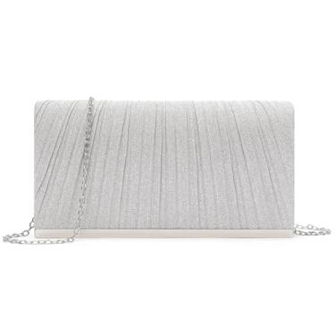 Imagem de BVEOGMRO Bolsas femininas clutch para noite bolsas transversais brilhantes bolsas femininas, Prata