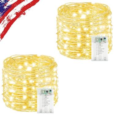 Imagem de Pacote com 2 luzes de fadas cortáveis operadas a pilha, à prova d'água, 60 cm, luzes cintilantes com temporizador interno e externo, cordão de luz de bateria de fada para quarto, sala de aula