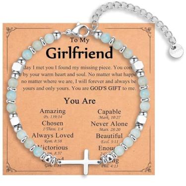 Imagem de IKIATY Pulseira de cruz religiosa para mulheres, meninas, presentes cristãos para filha, neta, irmã em Cristo, amiga, sobrinha, aniversário, Natal, Páscoa, Dia dos Namorados, Formatura, adjustable