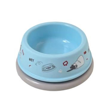 Imagem de Tigela de plástico à prova de formigas com borracha antiderrapante e design exclusivo fosso adequado para cães e gatos de tamanho pequeno (azul pastel, M)