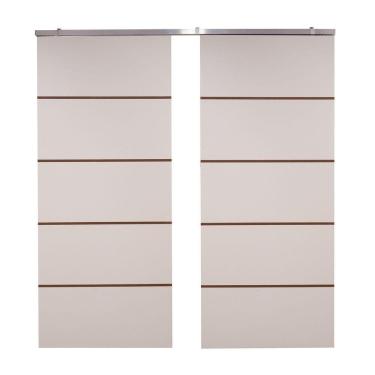 Imagem de Porta Dupla Branco Prime Frisada Kit Alumínio F03 - 210x120
