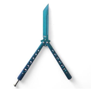 Imagem de Faca Butterfly Bsl-6 Verde Roxo Fade Canivete Com Corte Fio Aço Inox Para Tricks E Coleção Cor:verde