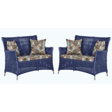 Imagem de 2 Sofás área Externa Igapó Alumínio Fendi Corda Náutica E6 Azul