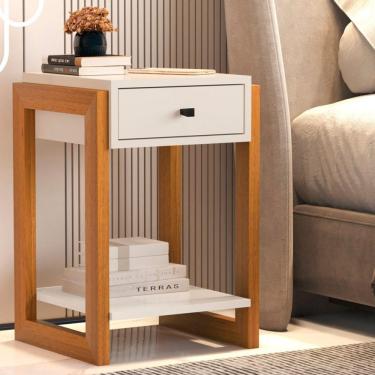 Imagem de Mesa De Cabeceira Com 1 Gaveta Mexico Perola Brilho