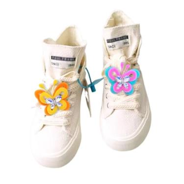 Imagem de TYUniZB Pingentes de sapato borboleta de cristal | Decorações DIY de hastes de chenille para tênis e slides | Designs coloridos de coringa de pelúcia | lembrancinhas de festa e acessórios de presente