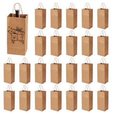 Imagem de NBEADS 100 sacos de vinho de papel kraft, 12 x 10 x 26 cm, sacos de presente de papel com alças, sacos de garrafa de vinho a granel para champanhe, uísque, bebidas alcoólicas, varejo, lembrancinhas de