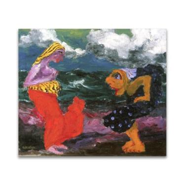 Imagem de RYLJCZ Pinturas famosas abstratas. Pôsteres e impressões de arte de Emil Nolde (na praia). Reprodução em tela. Quadro decorativo para sala de estar. (30 x 35 cm (11,8 x 13,7 pol)/sem moldura)