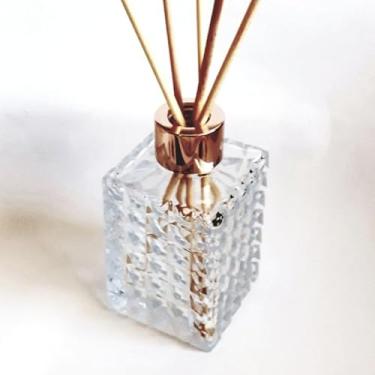 Imagem de Vidro Difusor de Ambiente 150ml Diamante com Tampa Luxo e Varetas – Elegância para Perfumar sua Casa(ROSE)