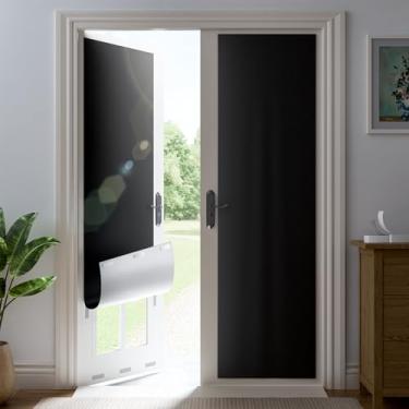 Imagem de ZELMINE 48 cm L x 182 cm C Cortinas blackout 100% portáteis, escurecimento total sem perfuração, persianas blackout temporárias com fita de , para quarto, berçário, dormitório, viagem (preto)