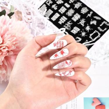 Imagem de 1 peça de placa de aço com tema de personagem de frase curta, modelo de design de unha de impressão reutilizável, ferramenta de beleza de aço inoxidável