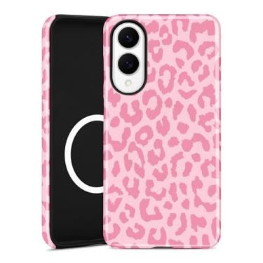 Imagem de Aitipy Capa de telefone magnética de guepardo para Samsung Galaxy S25 Edge, compatível com MagSafe, linda estampa de leopardo rosa e TPU macio e policarbonato rígido à prova de choque, capa protetora