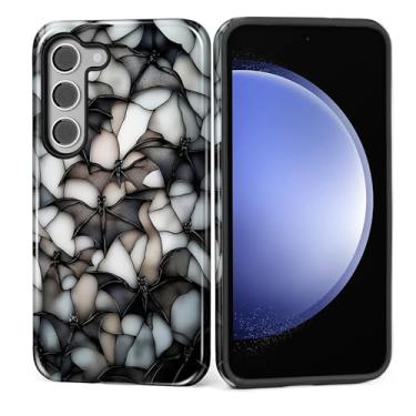 Imagem de MQJCYB Capa para Samsung Galaxy S23 Plus, híbrida, resistente, 2 em 1, proteção robusta à prova de choque, brilhante, para Samsung Galaxy S23 Plus, vitral, morcego, Dia das Bruxas