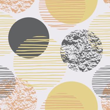 Imagem de CRE8TIVE Papel de parede geométrico circular descasque e cole moderno amarelo laranja cinza círculos forros papel de parede para quarto cozinha papel de contato geométrico abstrato removível para