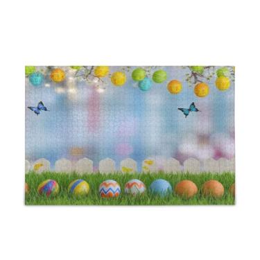 Imagem de WELLDAY Quebra-cabeça ovos de páscoa flores primavera 500 peças grande jogo de arte para adultos adolescentes