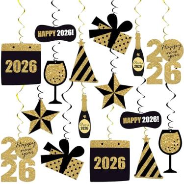 Imagem de Decorações de Feliz Ano Novo 2022 - Pacote de 30, Redemoinhos de Glitter Dourado | Decorações NYE 2022 | Artigos para Festa de Véspera de Ano Novo 2022 | Decorações de Feliz Ano Novo 2022 | Decorações