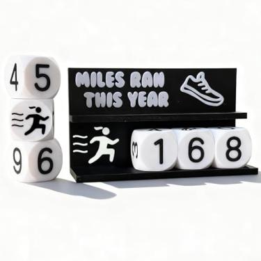 Imagem de Falnvita Monitor de quilometragem de corrida de mesa para gravação de quilometragem, pedômetro e definidor de objetivos, exibição de motivação fitness para corredores, presente de treinamento de