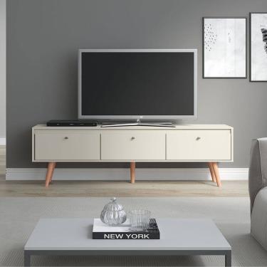 Imagem de Rack Retrô para TV 65 Pol. com 3 Portas 160 x 59 Cm Memphis MDP Champanhe 0673 MENU