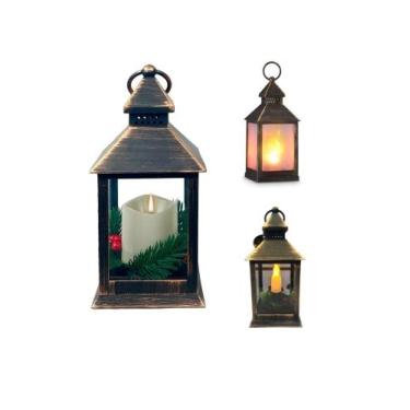 Imagem de Lanterna lamparina fosca e decorada enfeite de natal Wincy