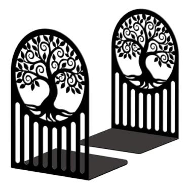 Imagem de Peacoblue Suportes de livros de metal para prateleiras, tampas de livros de estudo resistentes decorativas modernas para escritório, mesa, prateleira, sala 13,5 x 11 x 20 cm de ferro fundido simples e