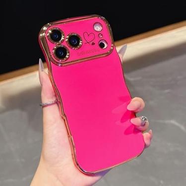 Imagem de 1 capa protetora de telefone TPU polido galvanizado para iPhone 17 Pro, antiamarelamento, resistente a arranhões, absorção de choque, vermelho rosa