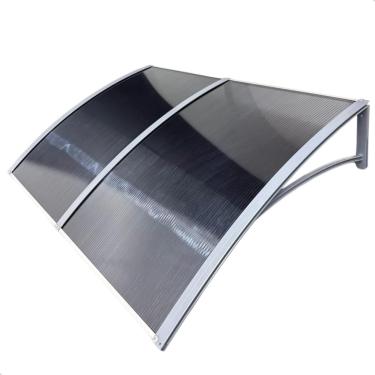 Imagem de Toldo Policarbonato 100x70 cm Modular Cobertura Proteção Portas e Janelas, Ideal para Portas e Janelas(Cinza c/Fumê)