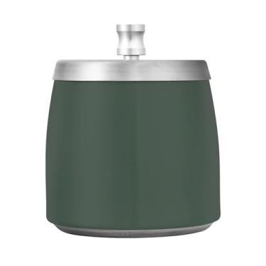 Imagem de Qilmy Cinzeiro de aço inoxidável verde escuro com tampa - Cinzeiro de cigarro à prova de vento sem cheiro sem fumaça para casa, escritório, carro, pátio, varanda (uso interno e externo)