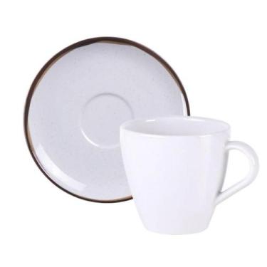 Imagem de Xicara De Chá Café Com Pires 200ml Canyon Porcelana Borda Decorada Tra
