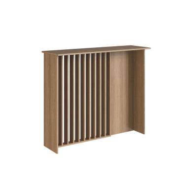 Imagem de Bancada Ilha para Cozinha 120cm com Painel Ripado Bahia BC1200 Cor Marrom – Art In Móveis