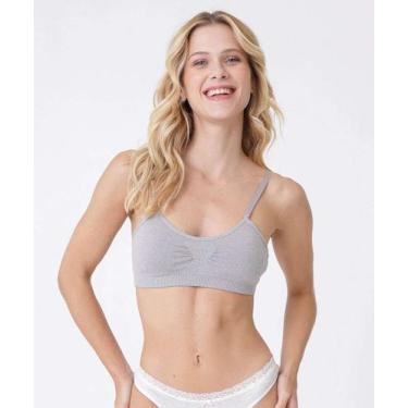 Imagem de Sutiã Top Sem Bojo Textura Alças Finas Marisa-75516, Cinza, G