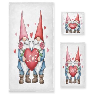 Imagem de Wassud Adorável conjunto de 3 toalhas de banho para dia dos namorados, super macias e absorventes para banheiro, toalhas de banho de secagem rápida, toalha de banho para academia, spa, hotel