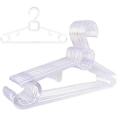 Imagem de Kit 5 Cabides de Plástico Transparente Conjunto com Ganchos para Roupas Design Slim
